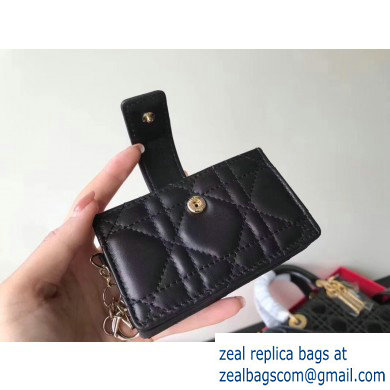 Lady Dior Gusseted Card Holder with 5 pockets in Cannage Lambskin Black - Click Image to Close