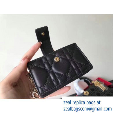 Lady Dior Gusseted Card Holder with 5 pockets in Cannage Lambskin Black