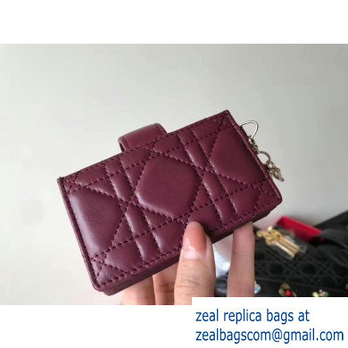 Lady Dior Gusseted Card Holder with 5 pockets in Cannage Lambskin Burgundy - Click Image to Close