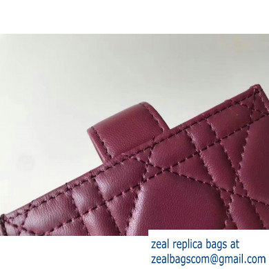 Lady Dior Gusseted Card Holder with 5 pockets in Cannage Lambskin Burgundy - Click Image to Close