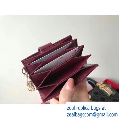 Lady Dior Gusseted Card Holder with 5 pockets in Cannage Lambskin Burgundy - Click Image to Close