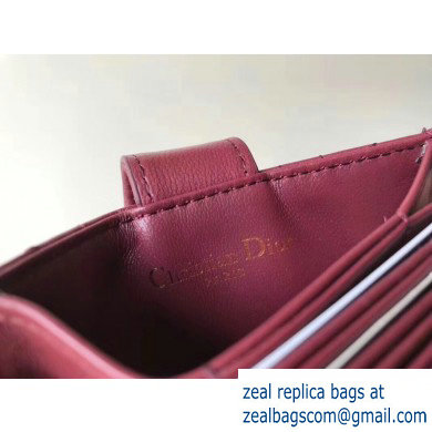 Lady Dior Gusseted Card Holder with 5 pockets in Cannage Lambskin Burgundy - Click Image to Close