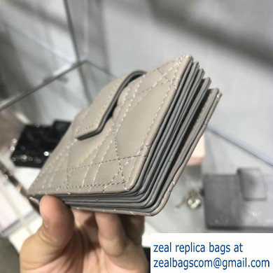 Lady Dior Gusseted Card Holder with 5 pockets in Cannage Lambskin Gray