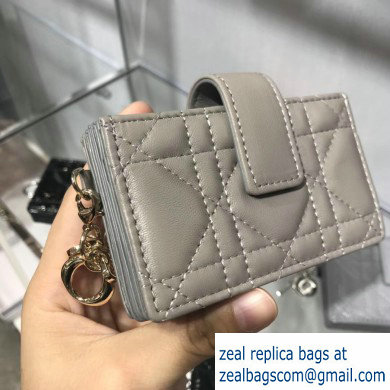 Lady Dior Gusseted Card Holder with 5 pockets in Cannage Lambskin Gray - Click Image to Close