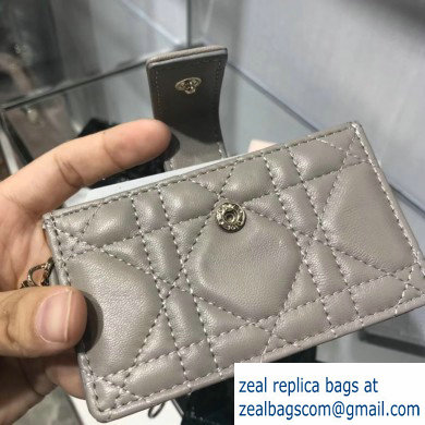 Lady Dior Gusseted Card Holder with 5 pockets in Cannage Lambskin Gray