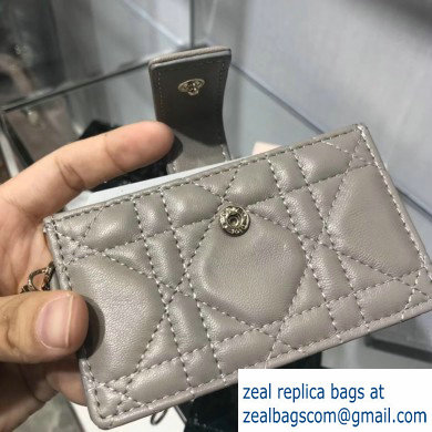 Lady Dior Gusseted Card Holder with 5 pockets in Cannage Lambskin Gray - Click Image to Close