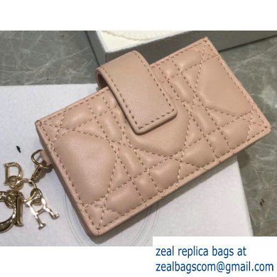 Lady Dior Gusseted Card Holder with 5 pockets in Cannage Lambskin Nude