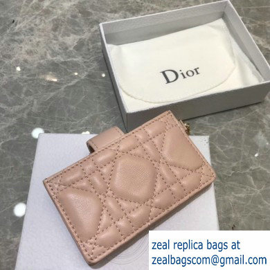 Lady Dior Gusseted Card Holder with 5 pockets in Cannage Lambskin Nude