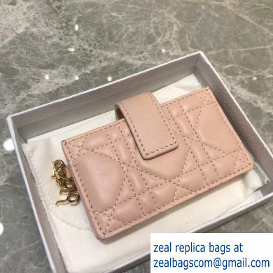 Lady Dior Gusseted Card Holder with 5 pockets in Cannage Lambskin Nude - Click Image to Close