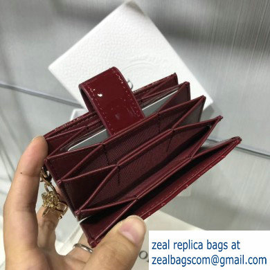 Lady Dior Gusseted Card Holder with 5 pockets in Cannage Patent Burgundy/Gold - Click Image to Close