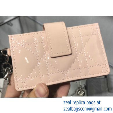 Lady Dior Gusseted Card Holder with 5 pockets in Cannage Patent Nude