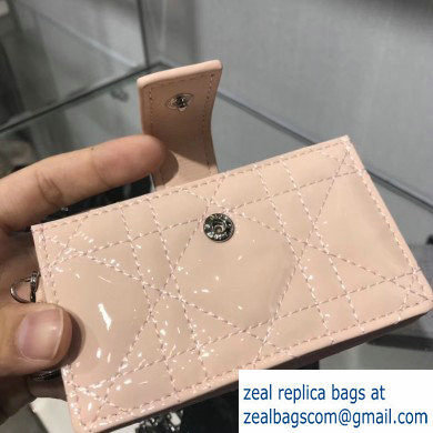 Lady Dior Gusseted Card Holder with 5 pockets in Cannage Patent Nude - Click Image to Close