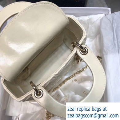 Lady Dior Mini Bag In Crinkled Lambskin White 2019