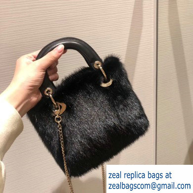 Lady Dior Mink Fur Mini Bag Black 2019