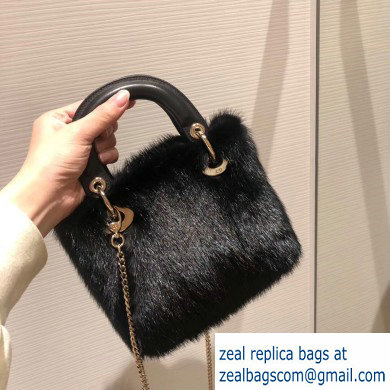 Lady Dior Mink Fur Mini Bag Black 2019 - Click Image to Close