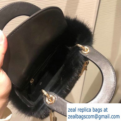 Lady Dior Mink Fur Mini Bag Black 2019 - Click Image to Close