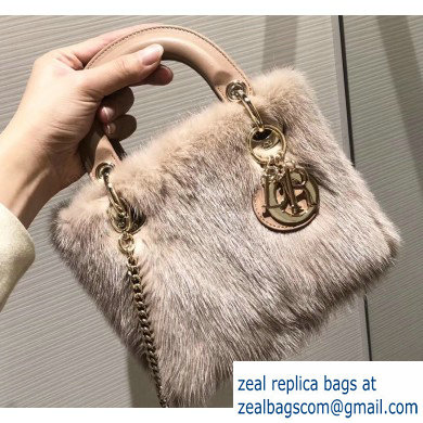 Lady Dior Mink Fur Mini Bag Nude Pink 2019 - Click Image to Close