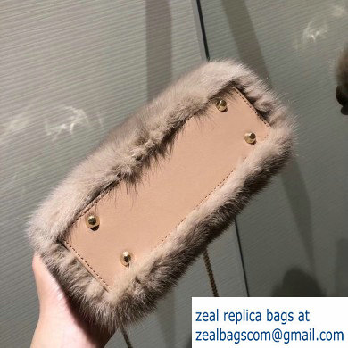 Lady Dior Mink Fur Mini Bag Nude Pink 2019 - Click Image to Close