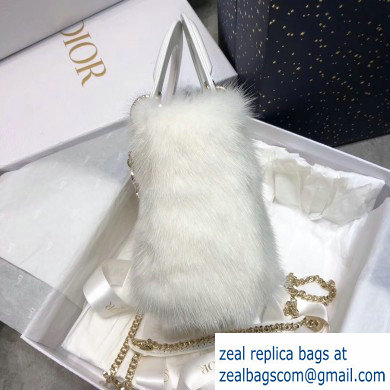 Lady Dior Mink Fur Mini Bag White 2019