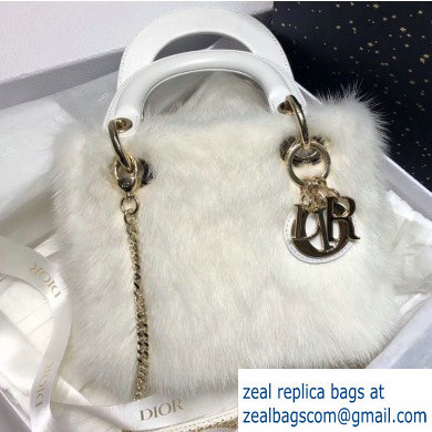 Lady Dior Mink Fur Mini Bag White 2019 - Click Image to Close