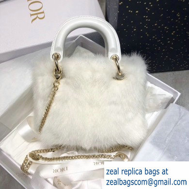 Lady Dior Mink Fur Mini Bag White 2019