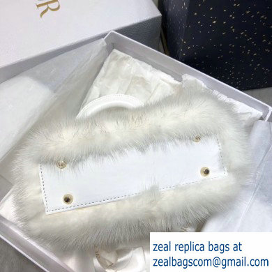 Lady Dior Mink Fur Mini Bag White 2019