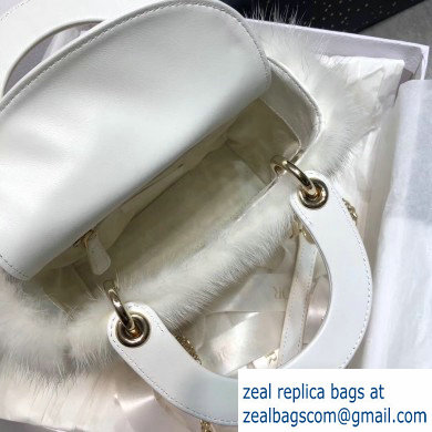 Lady Dior Mink Fur Mini Bag White 2019