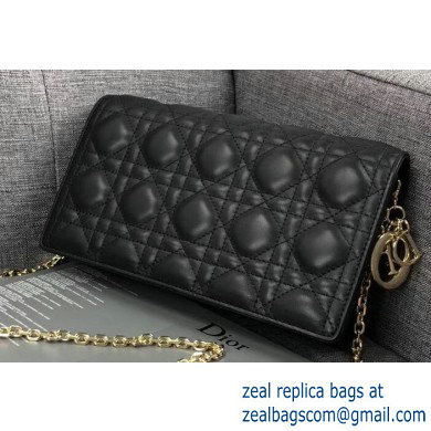 Lady Dior Rectangular Shape Clutch Bag in Cannage Lambskin Black 2019