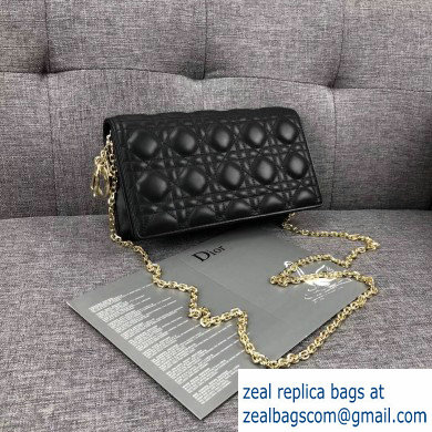 Lady Dior Rectangular Shape Clutch Bag in Cannage Lambskin Black 2019