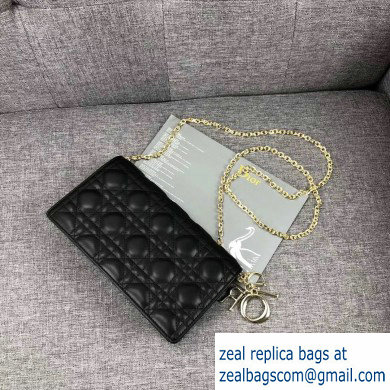 Lady Dior Rectangular Shape Clutch Bag in Cannage Lambskin Black 2019 - Click Image to Close