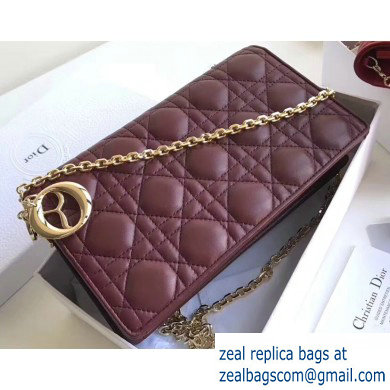 Lady Dior Rectangular Shape Clutch Bag in Cannage Lambskin Burgundy 2019