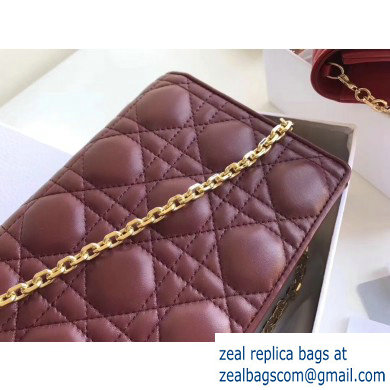 Lady Dior Rectangular Shape Clutch Bag in Cannage Lambskin Burgundy 2019