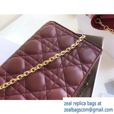 Lady Dior Rectangular Shape Clutch Bag in Cannage Lambskin Burgundy 2019 - Click Image to Close