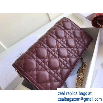Lady Dior Rectangular Shape Clutch Bag in Cannage Lambskin Burgundy 2019