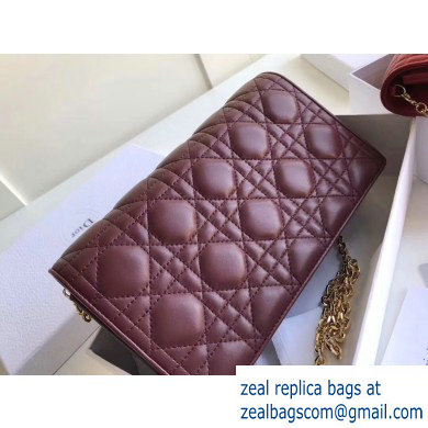 Lady Dior Rectangular Shape Clutch Bag in Cannage Lambskin Burgundy 2019 - Click Image to Close