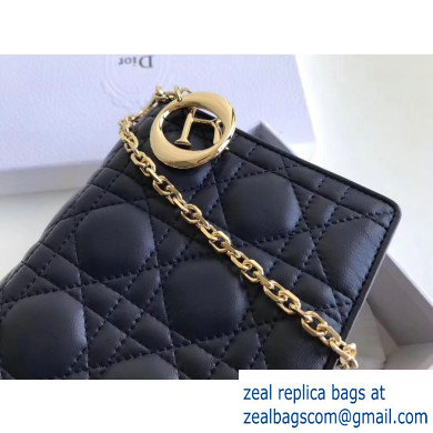Lady Dior Rectangular Shape Clutch Bag in Cannage Lambskin Dark Blue 2019