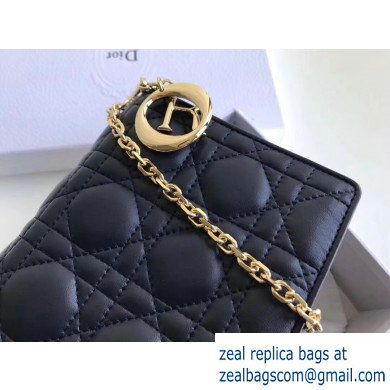 Lady Dior Rectangular Shape Clutch Bag in Cannage Lambskin Dark Blue 2019 - Click Image to Close