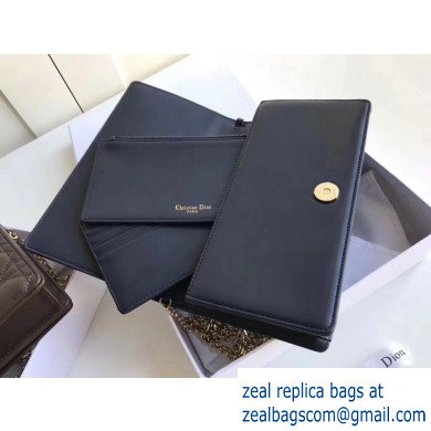 Lady Dior Rectangular Shape Clutch Bag in Cannage Lambskin Dark Blue 2019
