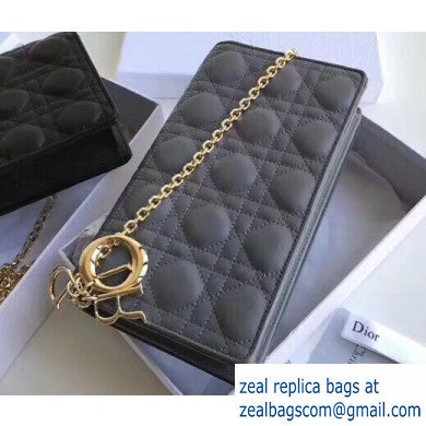 Lady Dior Rectangular Shape Clutch Bag in Cannage Lambskin Gray 2019