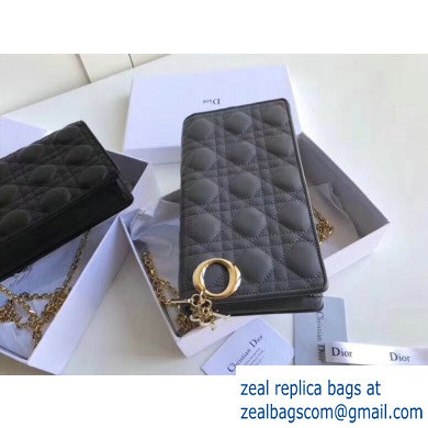 Lady Dior Rectangular Shape Clutch Bag in Cannage Lambskin Gray 2019
