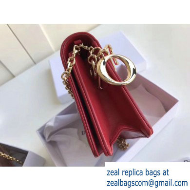 Lady Dior Rectangular Shape Clutch Bag in Cannage Lambskin Red 2019 - Click Image to Close