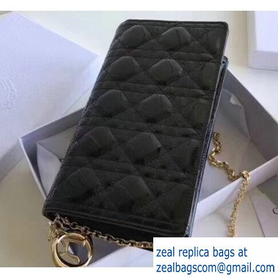 Lady Dior Rectangular Shape Clutch Bag in Cannage Patent Black 2019