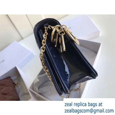 Lady Dior Rectangular Shape Clutch Bag in Cannage Patent Dark Blue 2019