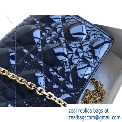 Lady Dior Rectangular Shape Clutch Bag in Cannage Patent Dark Blue 2019 - Click Image to Close