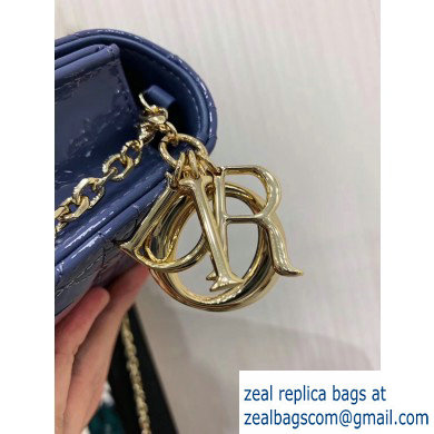 Lady Dior Rectangular Shape Clutch Bag in Cannage Patent Denim Blue 2019 - Click Image to Close