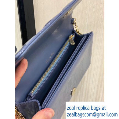 Lady Dior Rectangular Shape Clutch Bag in Cannage Patent Denim Blue 2019