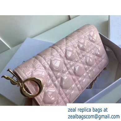 Lady Dior Rectangular Shape Clutch Bag in Cannage Patent Nude Pink 2019