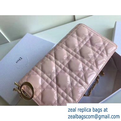 Lady Dior Rectangular Shape Clutch Bag in Cannage Patent Nude Pink 2019