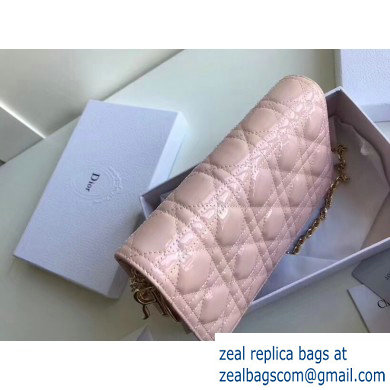 Lady Dior Rectangular Shape Clutch Bag in Cannage Patent Nude Pink 2019