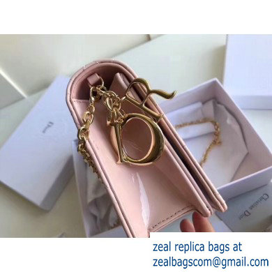 Lady Dior Rectangular Shape Clutch Bag in Cannage Patent Nude Pink 2019 - Click Image to Close